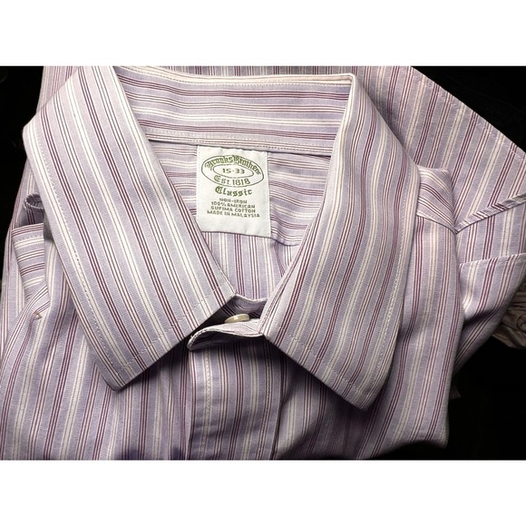 Brooks‎ Brothers Classic Fit Purple Striped Button Down Shirt Men 15\33 Supima - Picture 8 of 8